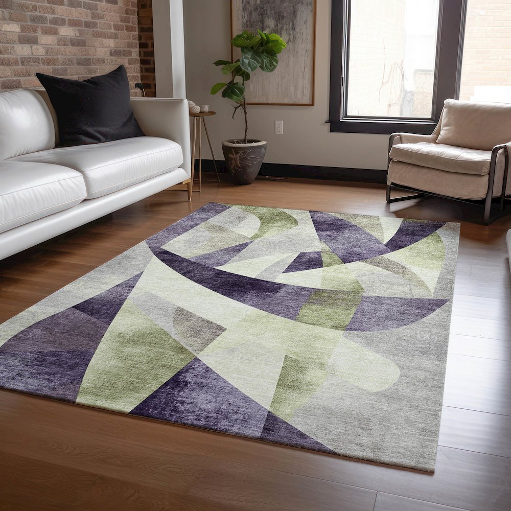 Machine Washable Indoor/Outdoor Chantille Purple 3' x 5' Rug. Picture 5