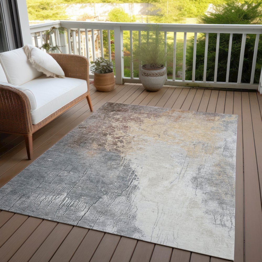 Machine Washable Indoor/Outdoor Chantille Coral 3' x 5' Rug. Picture 7