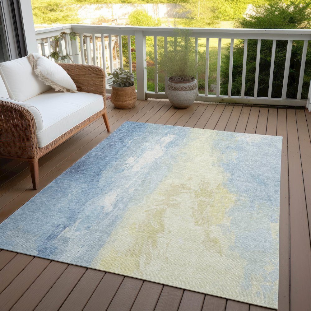 Machine Washable Indoor/Outdoor Chantille Denim 3' x 5' Rug. Picture 7