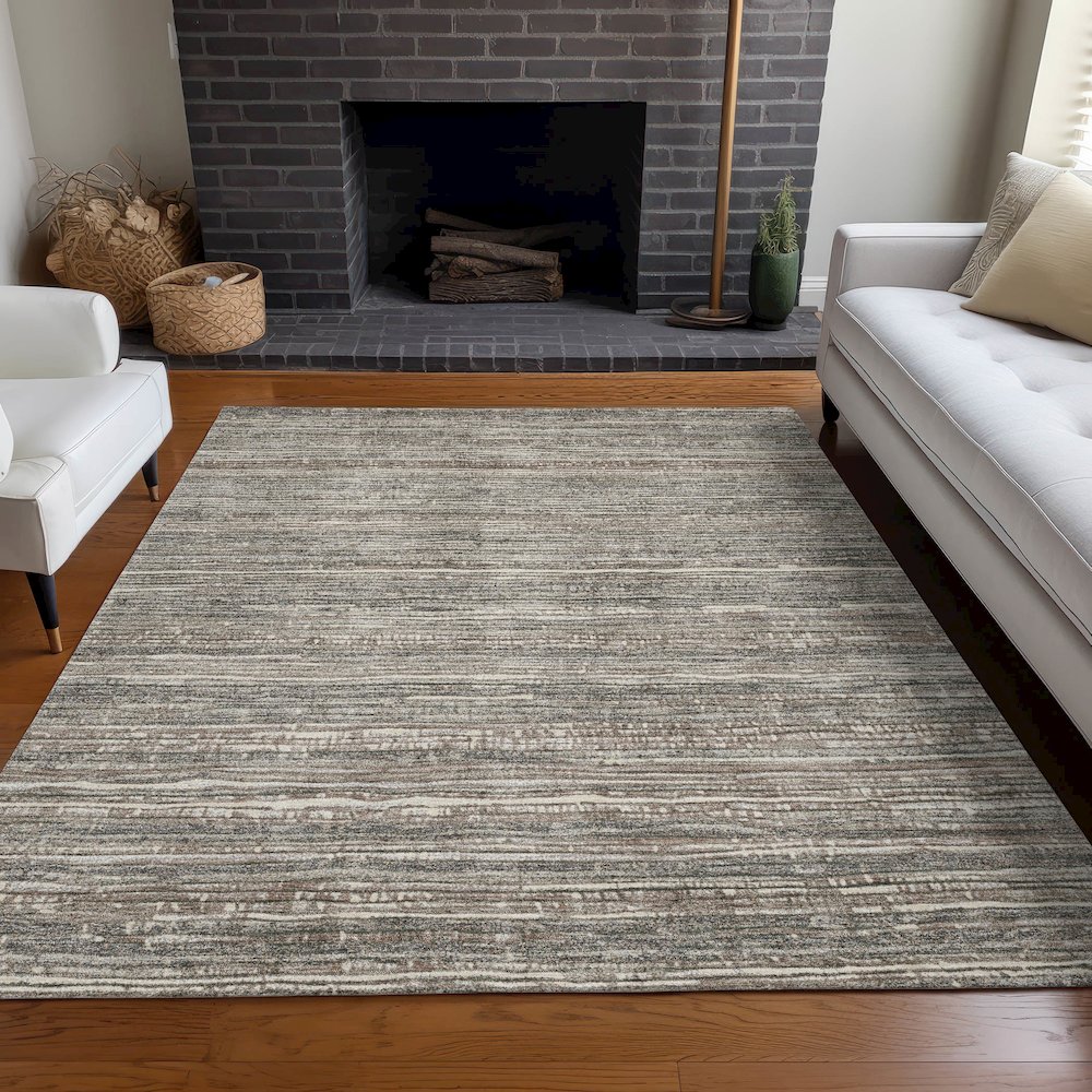 Machine Washable Indoor/Outdoor Chantille Beige 3' x 5' Rug. Picture 6