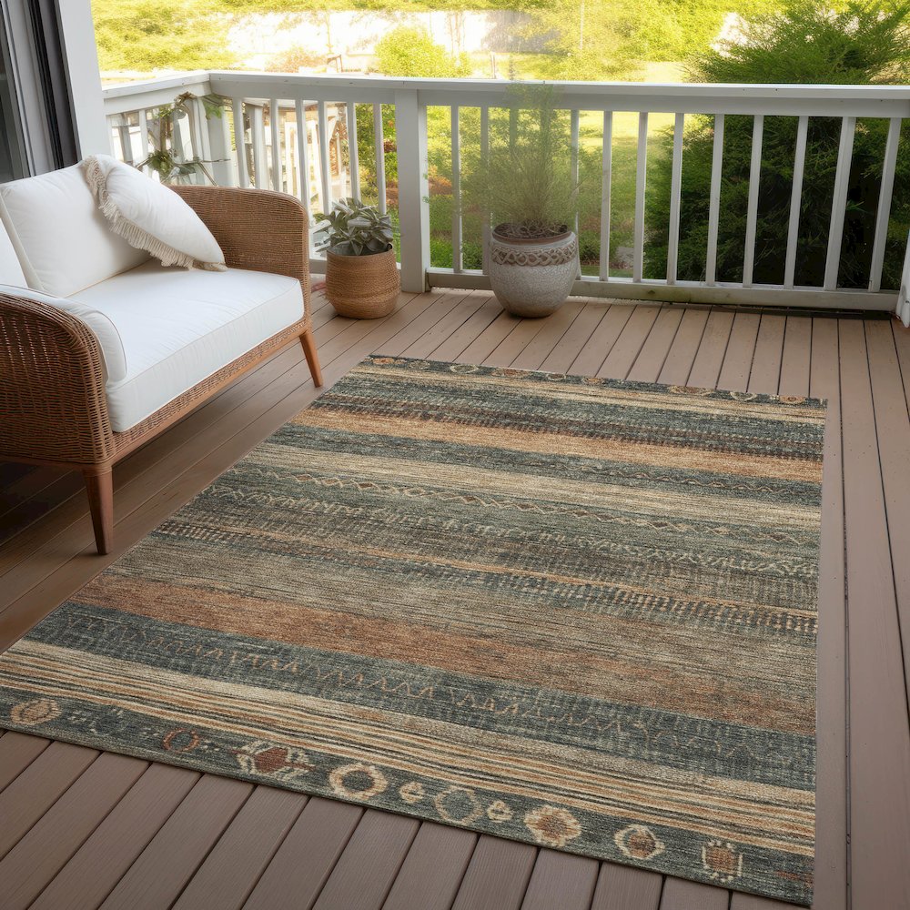 Machine Washable Indoor/Outdoor Chantille Fern 3' x 5' Rug. Picture 7