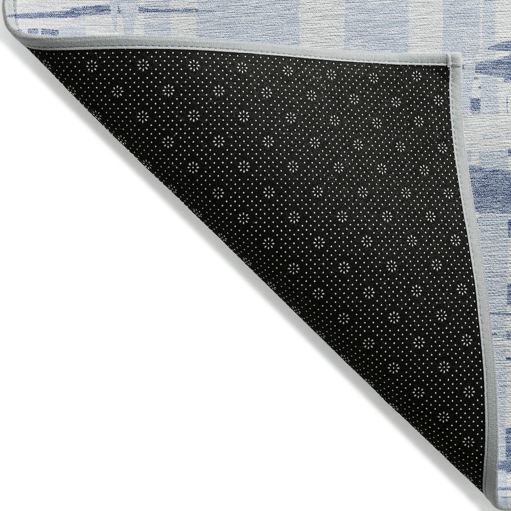 Machine Washable Indoor/Outdoor Chantille Blue 2'3" x 7'6" Runner Rug. Picture 2