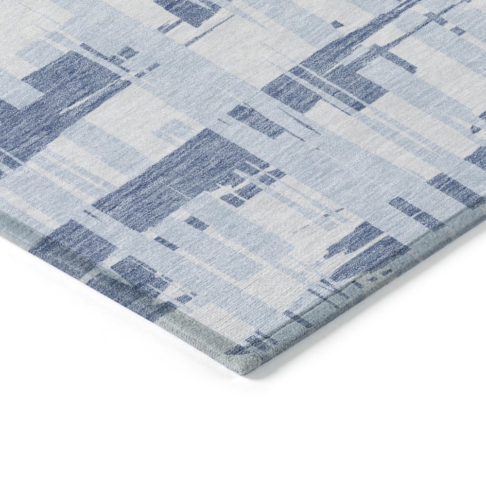 Machine Washable Indoor/Outdoor Chantille Blue 2'3" x 7'6" Runner Rug. Picture 3