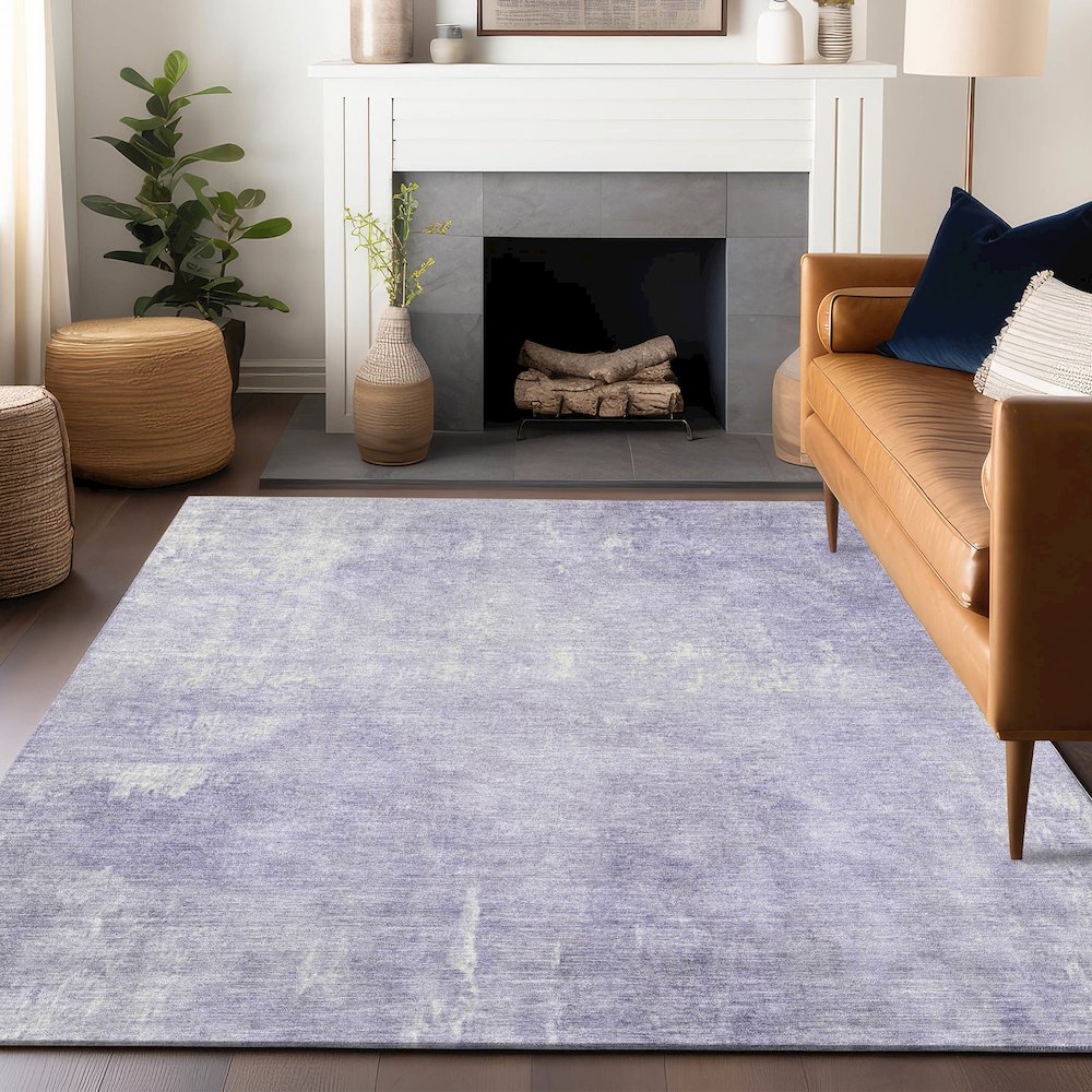 Machine Washable Indoor/Outdoor Chantille Lavender 3' x 5' Rug. Picture 5