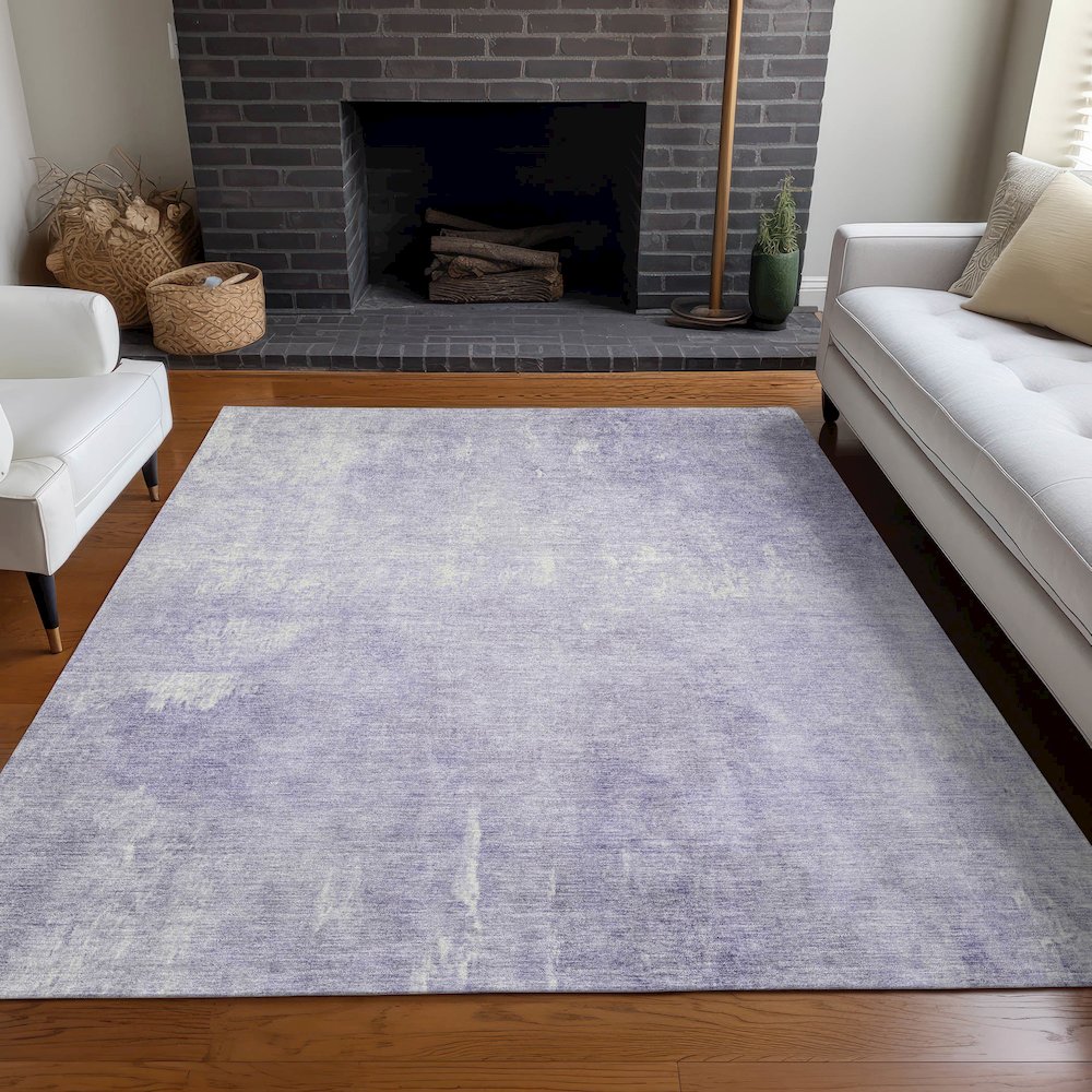 Machine Washable Indoor/Outdoor Chantille Lavender 3' x 5' Rug. Picture 6