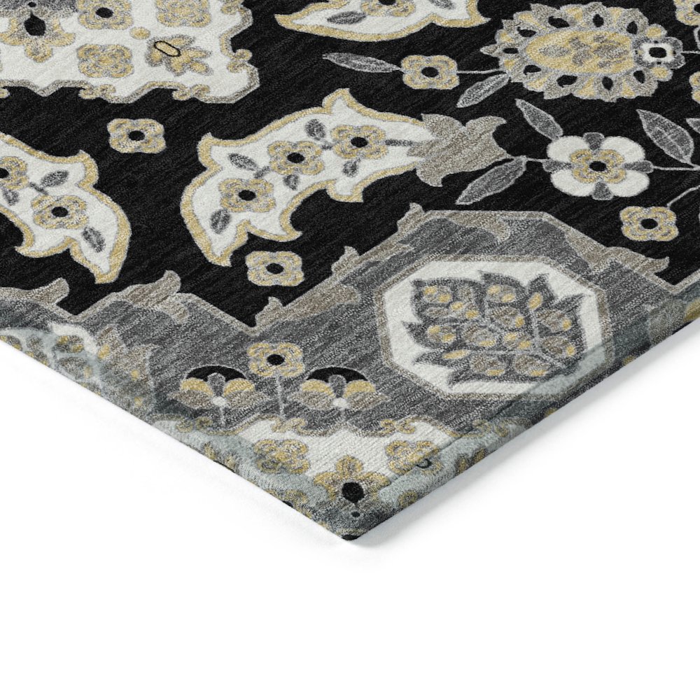 Machine Washable Indoor/Outdoor Chantille Black 2'3" x 7'6" Runner Rug. Picture 3