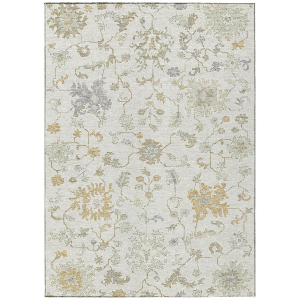 Machine Washable Indoor/Outdoor Chantille Ivory 3' x 5' Rug. Picture 1