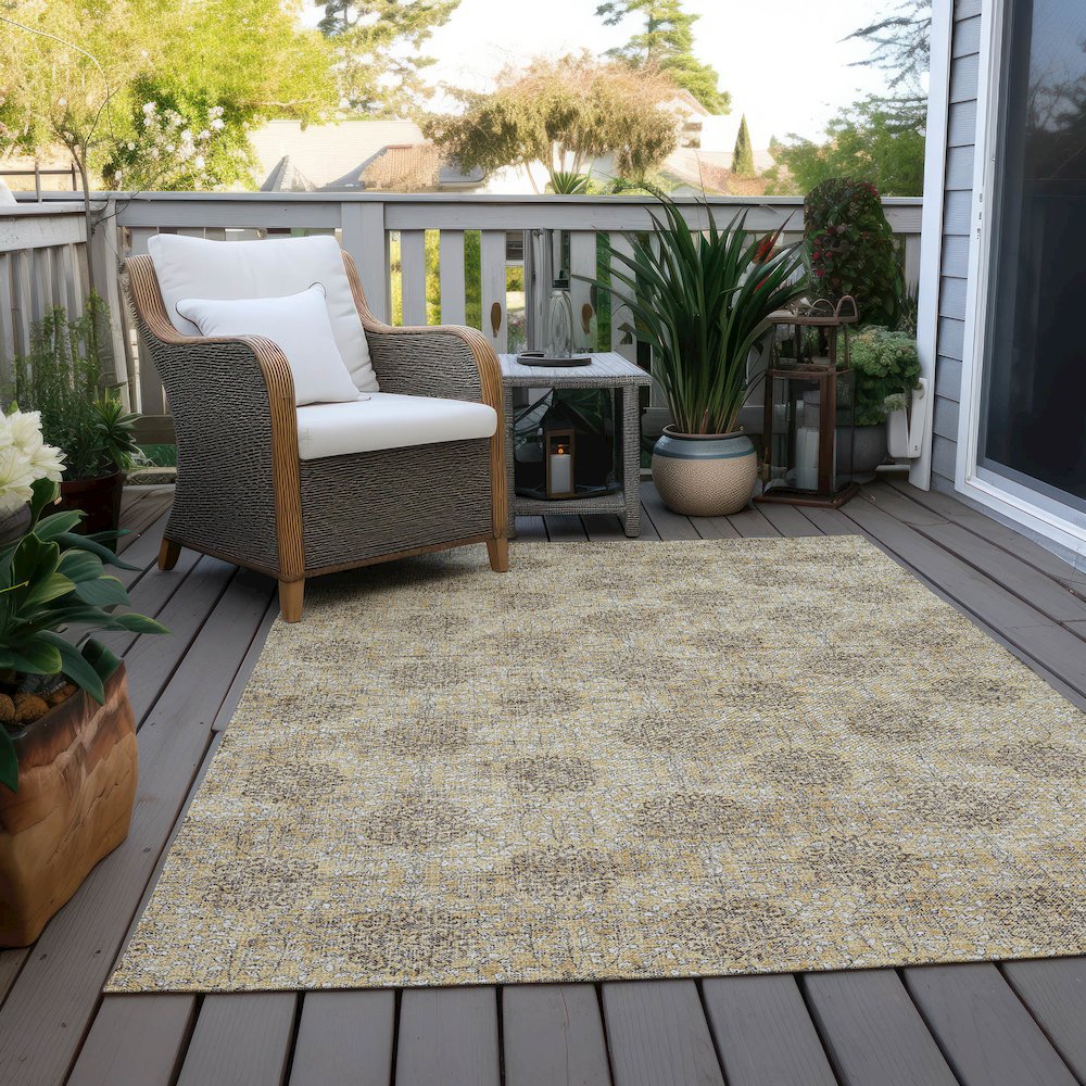 Machine Washable Indoor/Outdoor Chantille Gold 3' x 5' Rug. Picture 7
