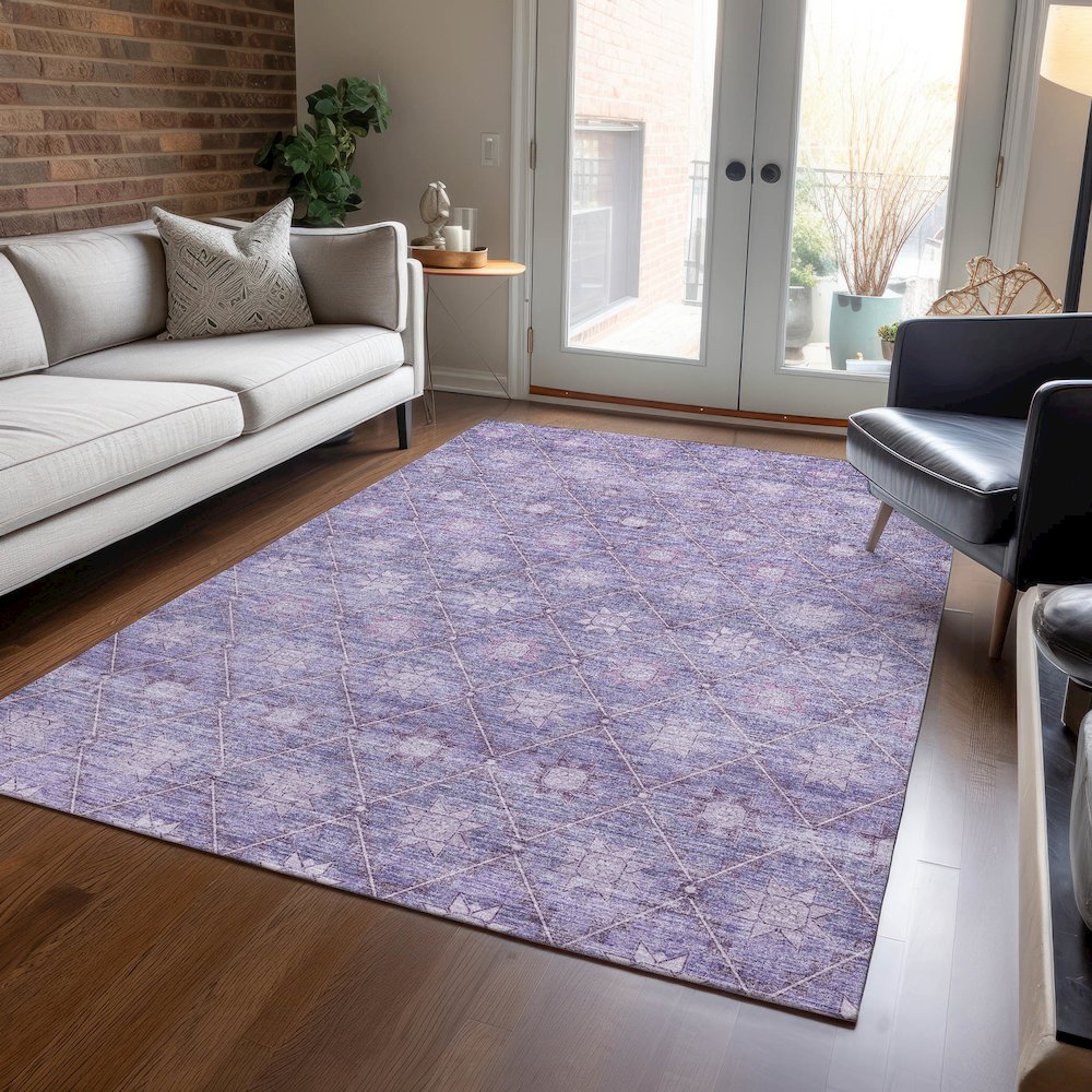 Machine Washable Indoor/Outdoor Chantille Purple 3' x 5' Rug. Picture 5
