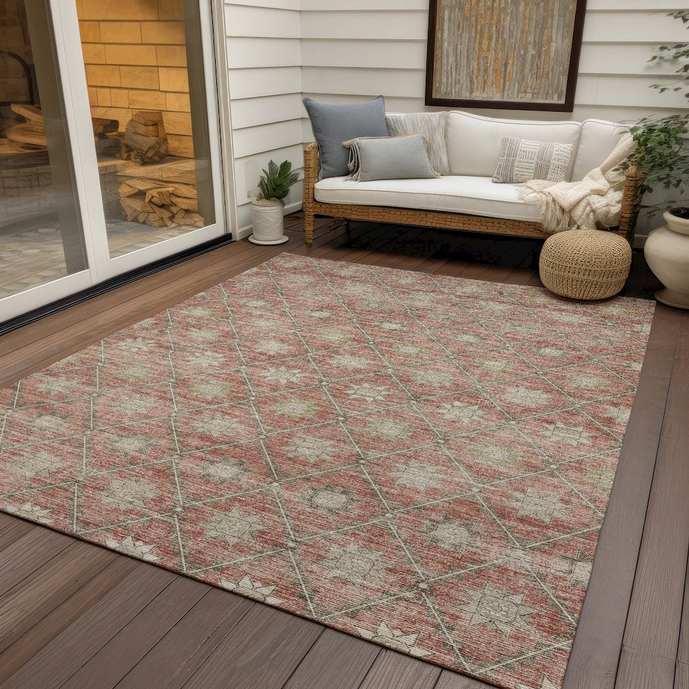 Machine Washable Indoor/Outdoor Chantille Terracotta 3' x 5' Rug. Picture 7