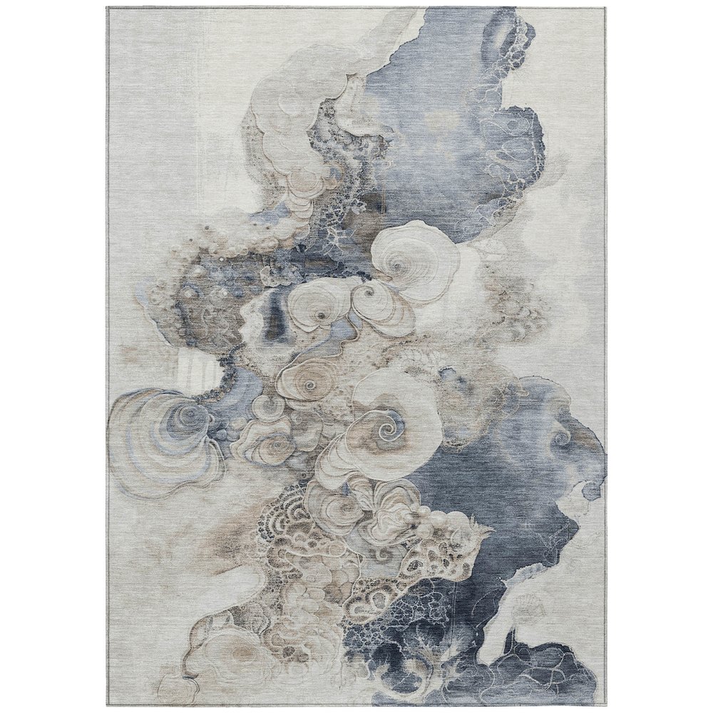 Machine Washable Indoor/Outdoor Chantille Ivory 3' x 5' Rug. Picture 1