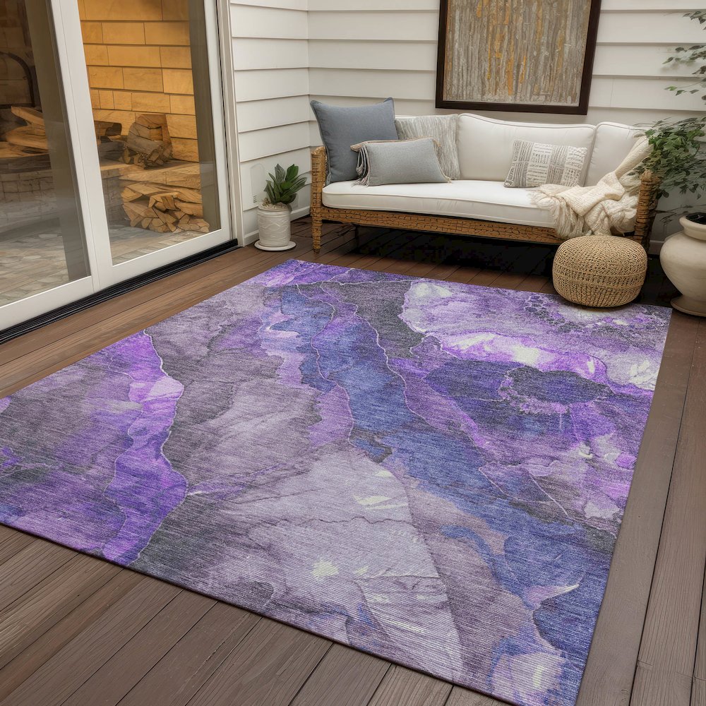 Machine Washable Indoor/Outdoor Chantille Lavender 3' x 5' Rug. Picture 7