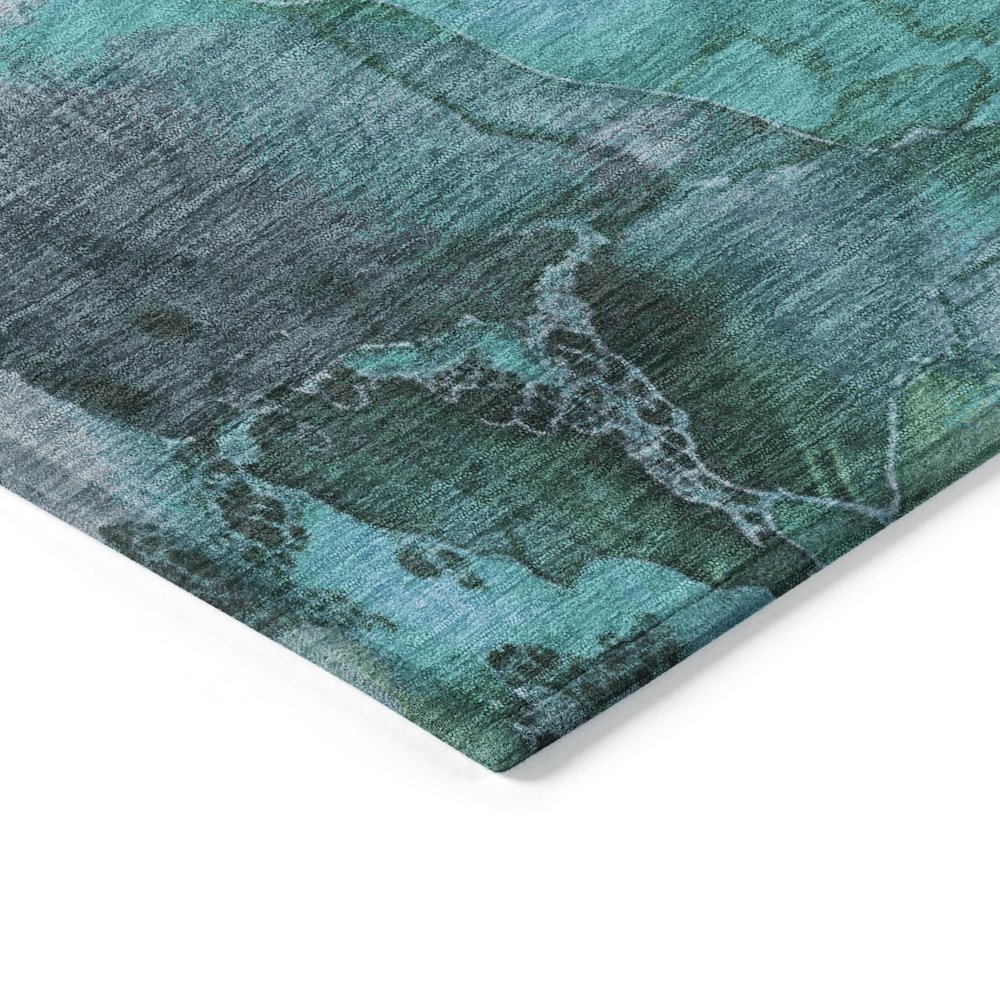 Machine Washable Indoor/Outdoor Chantille Teal 2'3" x 7'6" Runner Rug. Picture 3