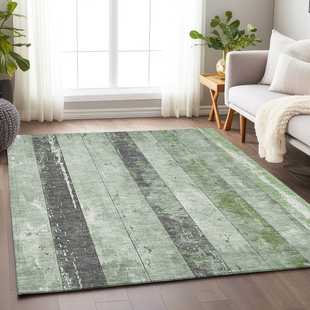 Machine Washable Indoor/Outdoor Chantille Aloe 3' x 5' Rug. Picture 5