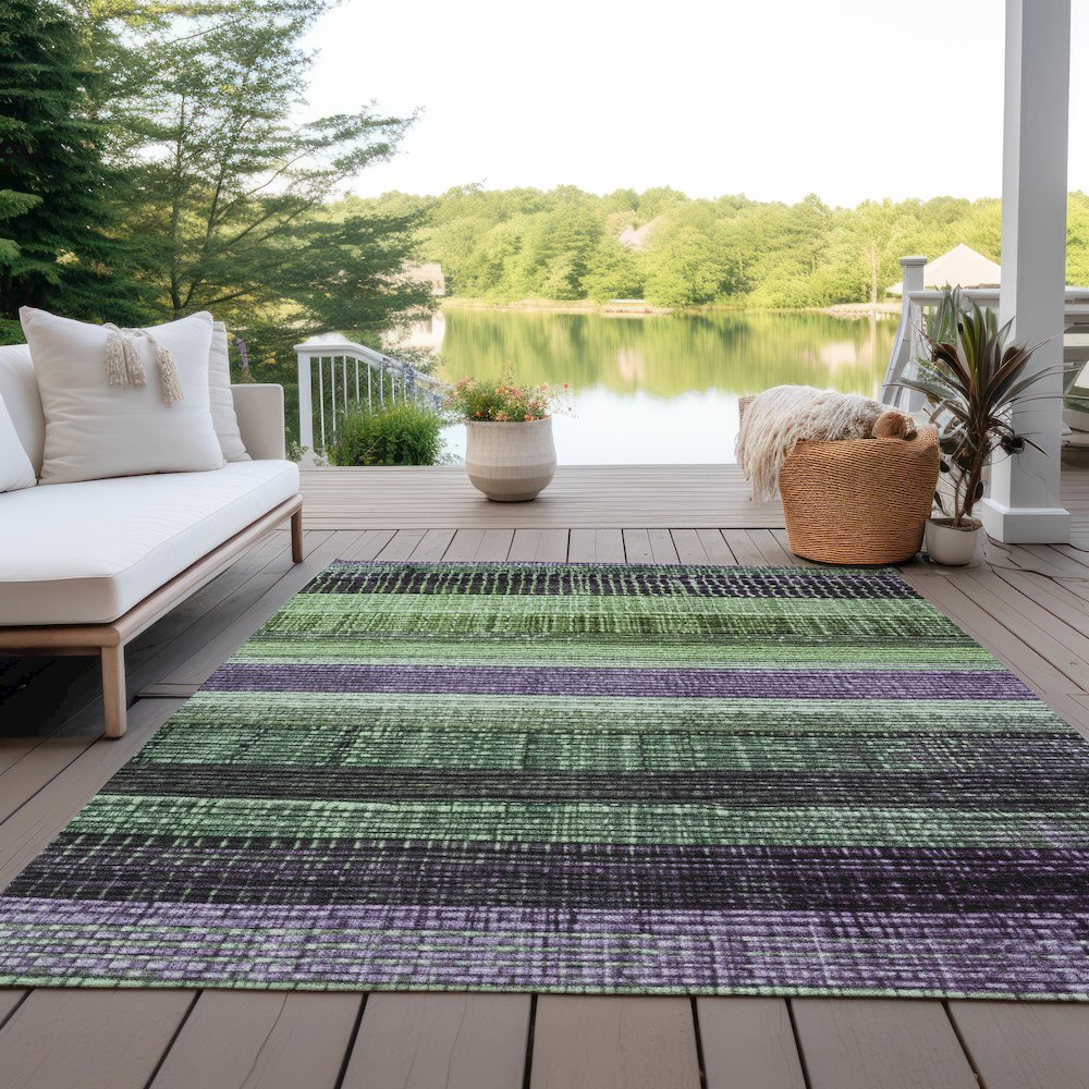 Machine Washable Indoor/Outdoor Chantille Purple 3' x 5' Rug. Picture 7