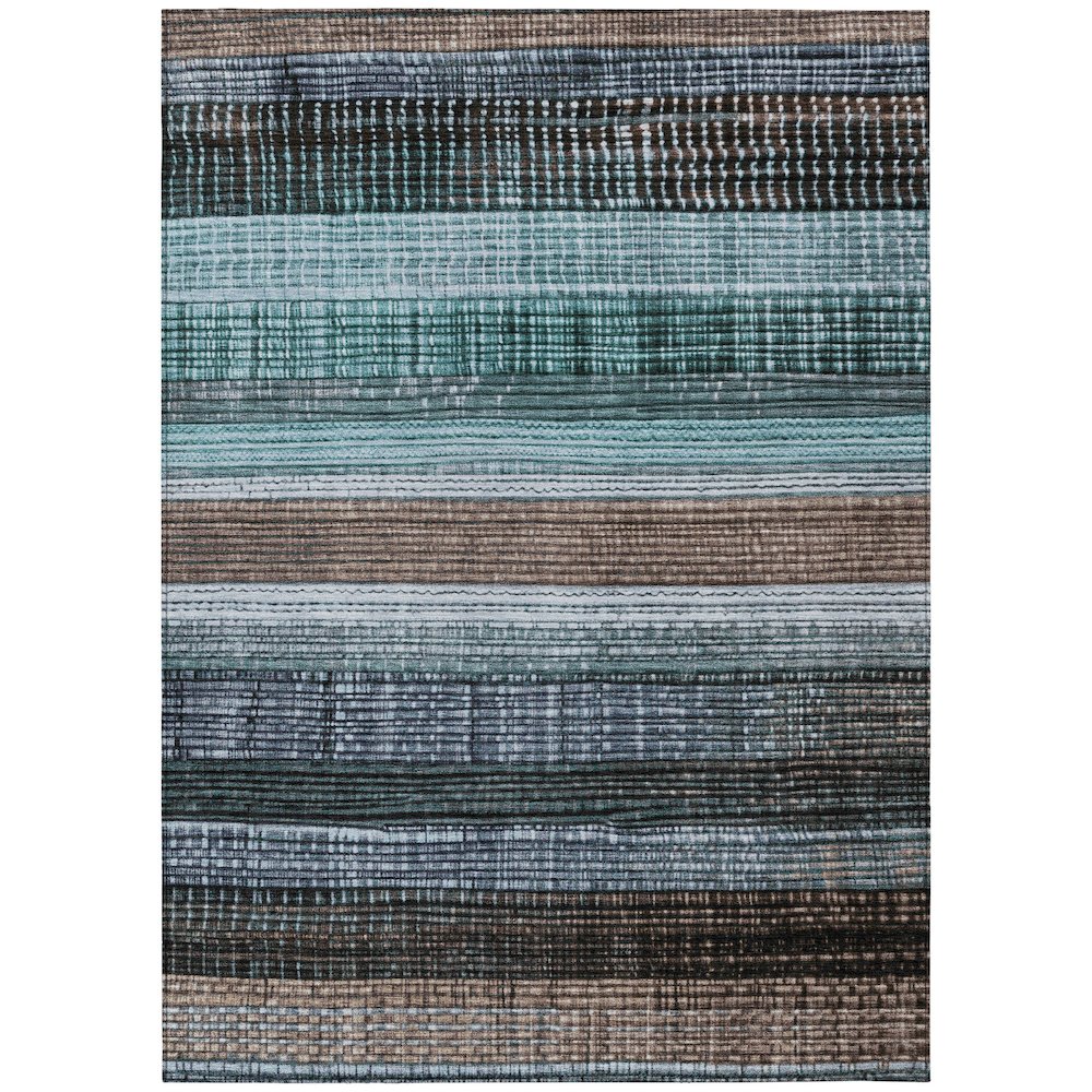 Machine Washable Indoor/Outdoor Chantille Teal 3' x 5' Rug. Picture 1