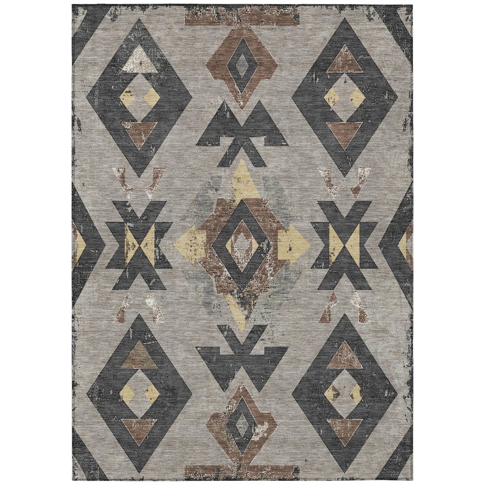 Machine Washable Indoor/Outdoor Chantille Taupe 3' x 5' Rug. Picture 1