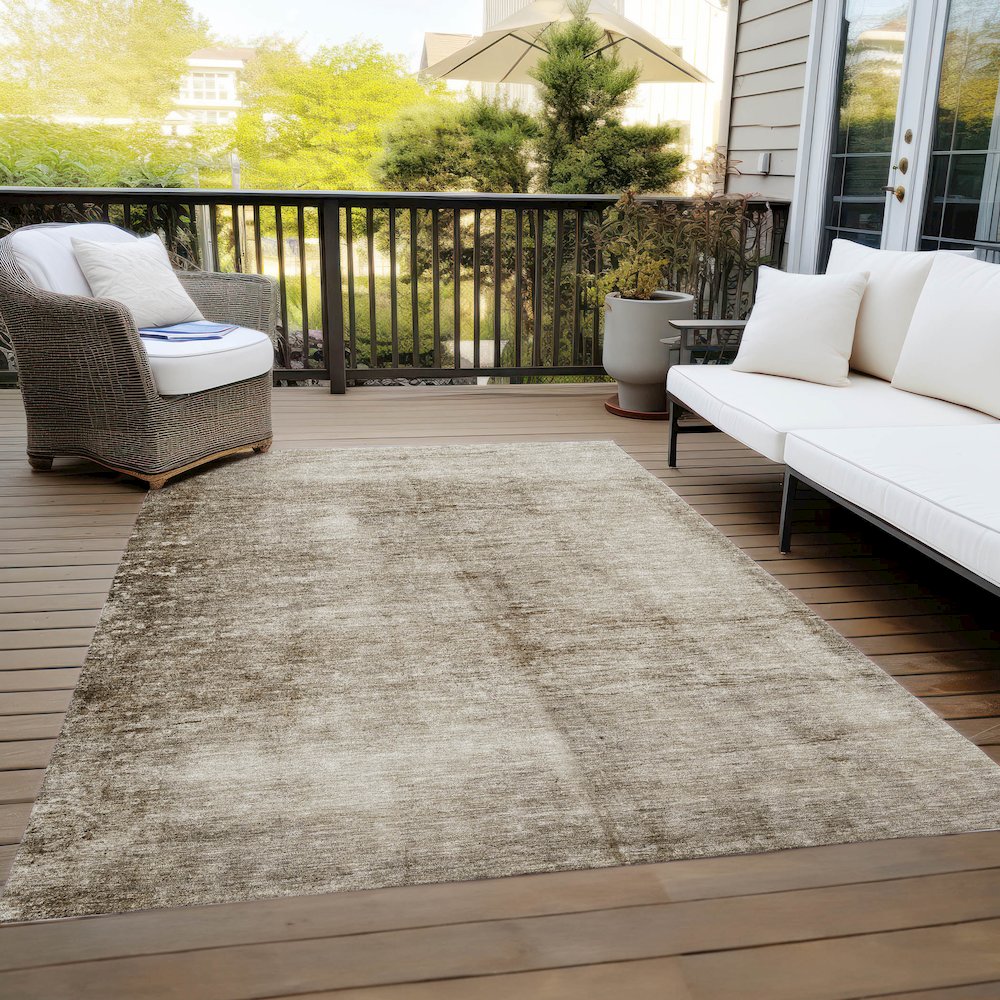 Machine Washable Indoor/Outdoor Chantille Beige 3' x 5' Rug. Picture 8
