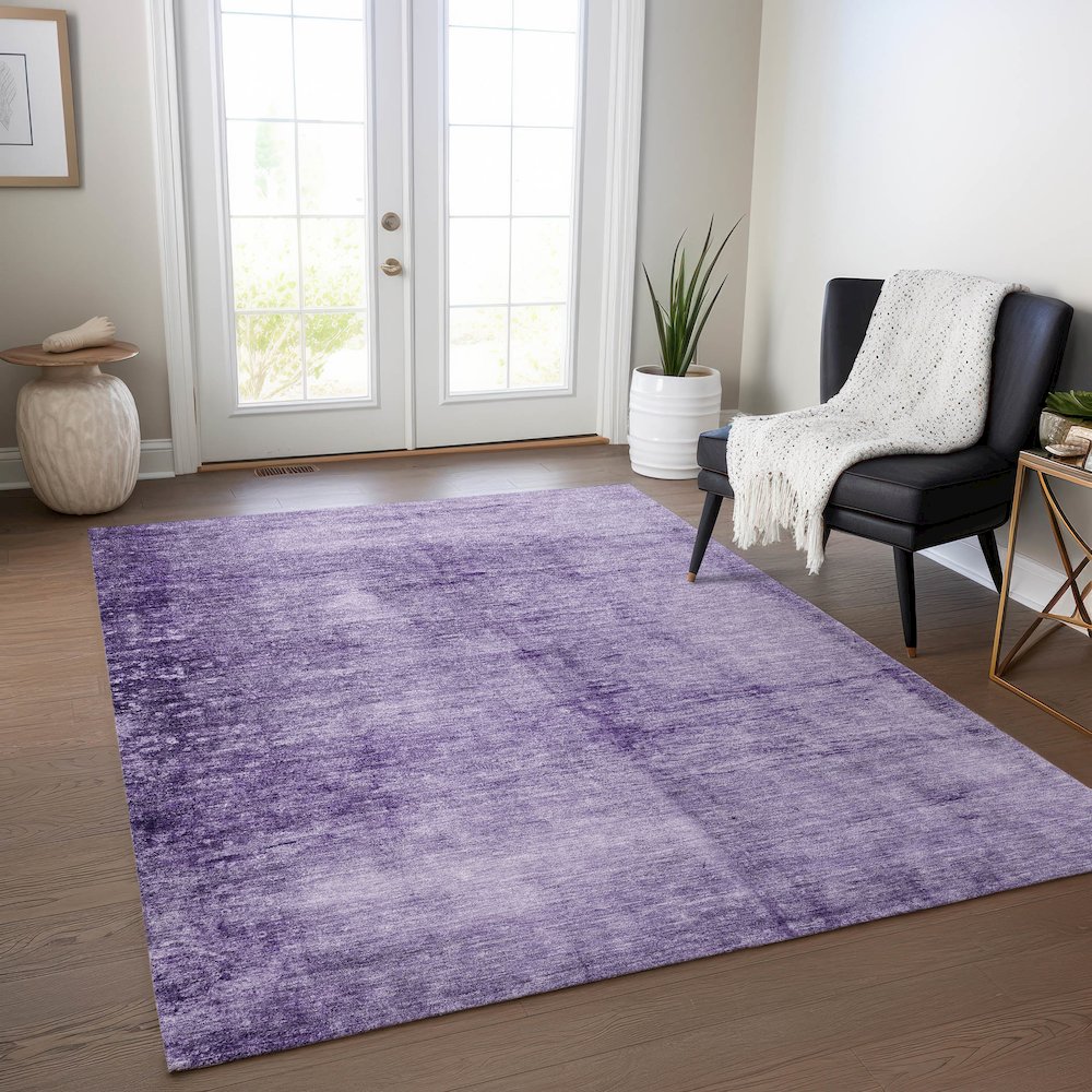 Machine Washable Indoor/Outdoor Chantille Purple 3' x 5' Rug. Picture 5
