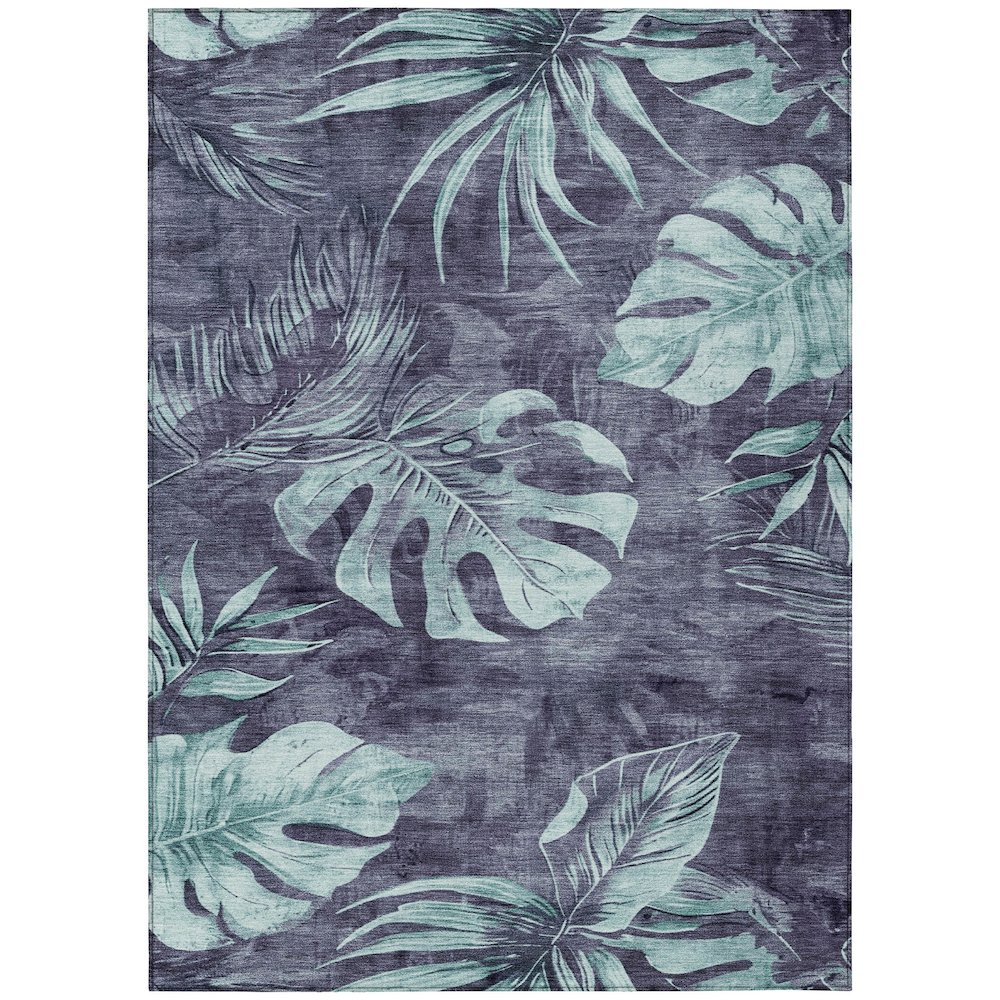 Machine Washable Indoor/Outdoor Chantille Blue 3' x 5' Rug. Picture 1