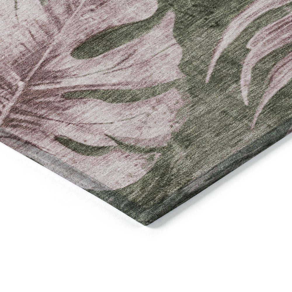 Machine Washable Indoor/Outdoor Chantille Olive 2'3" x 7'6" Runner Rug. Picture 3
