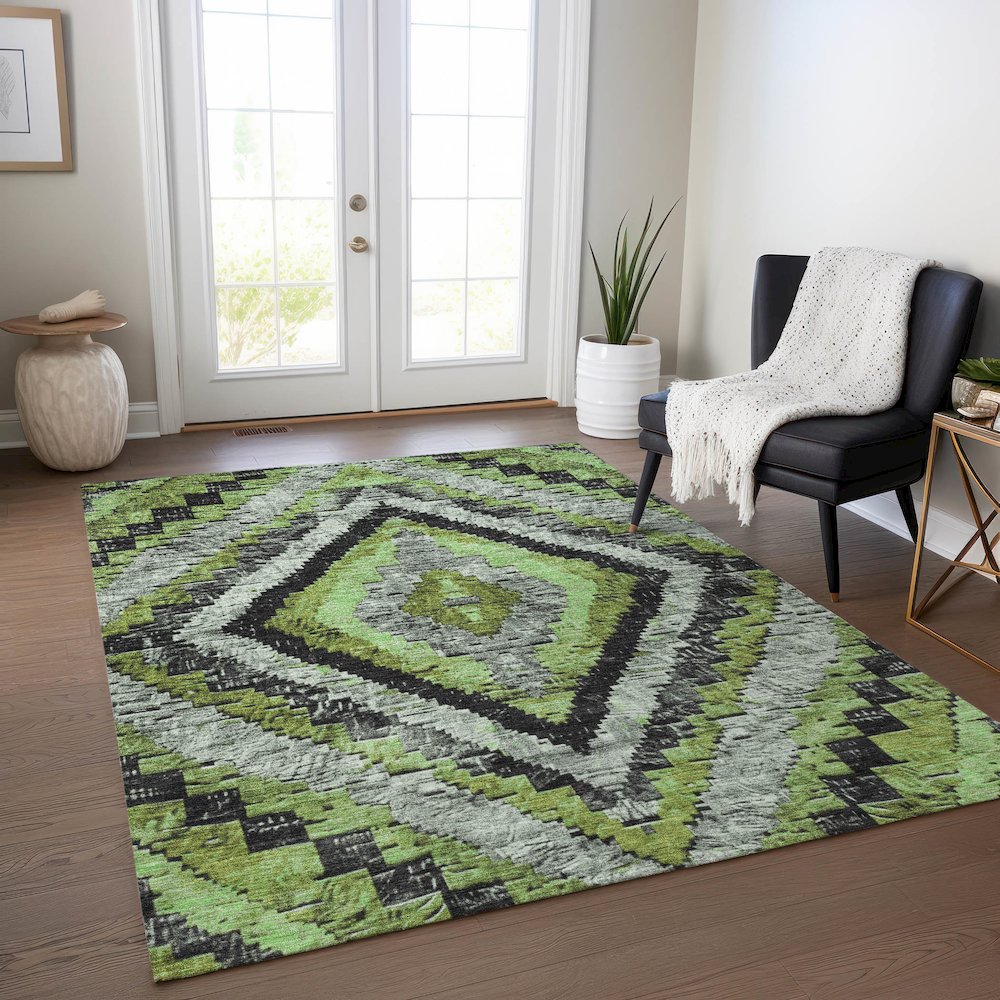 Machine Washable Indoor/Outdoor Chantille Aloe 3' x 5' Rug. Picture 5