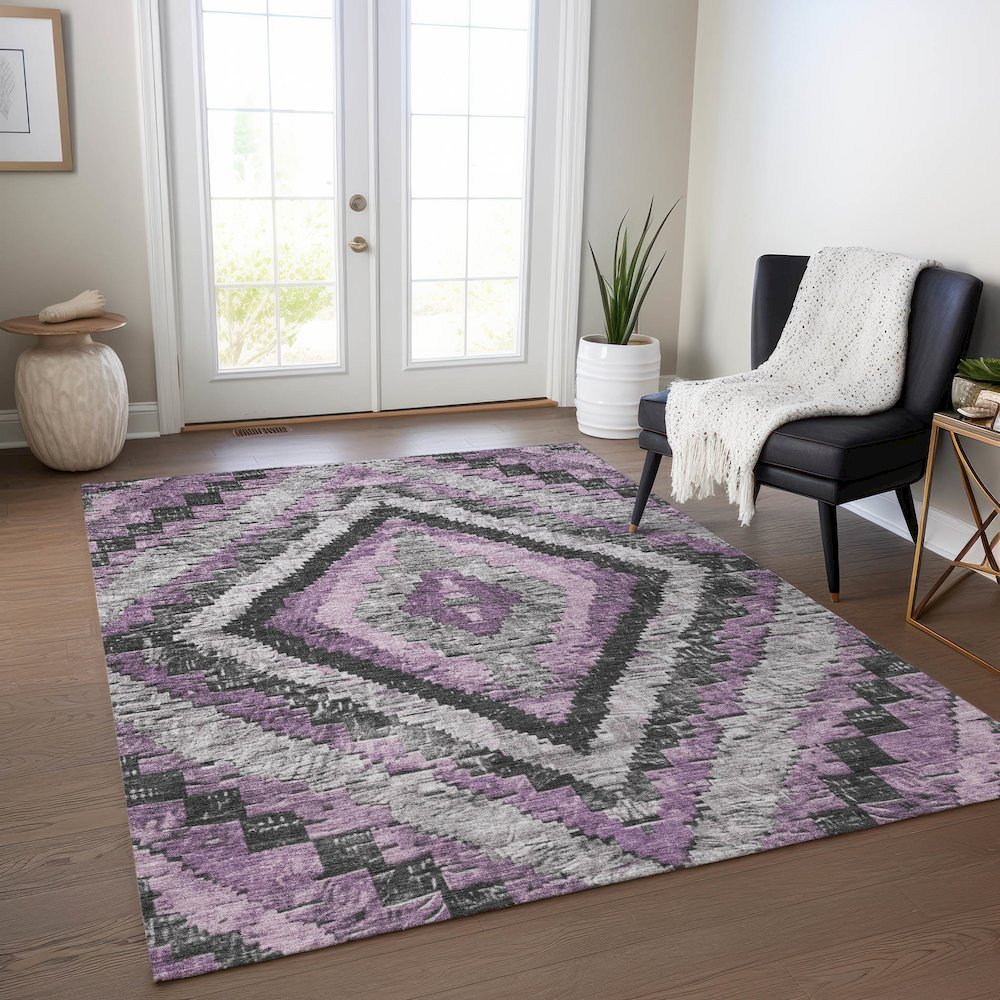 Machine Washable Indoor/Outdoor Chantille Lavender 3' x 5' Rug. Picture 5