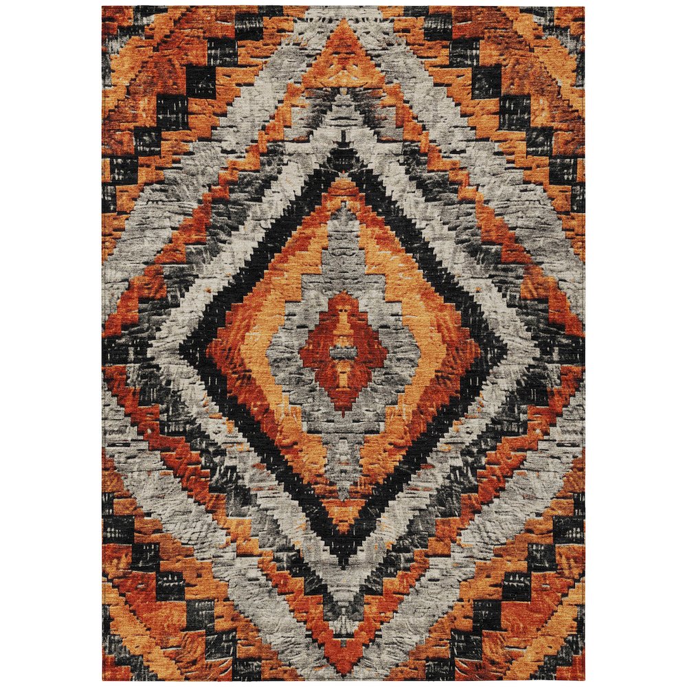 Machine Washable Indoor/Outdoor Chantille Terracotta 3' x 5' Rug. Picture 1