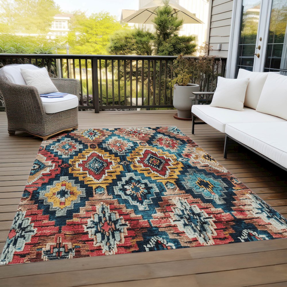 Machine Washable Indoor/Outdoor Chantille Rust 3' x 5' Rug. Picture 8