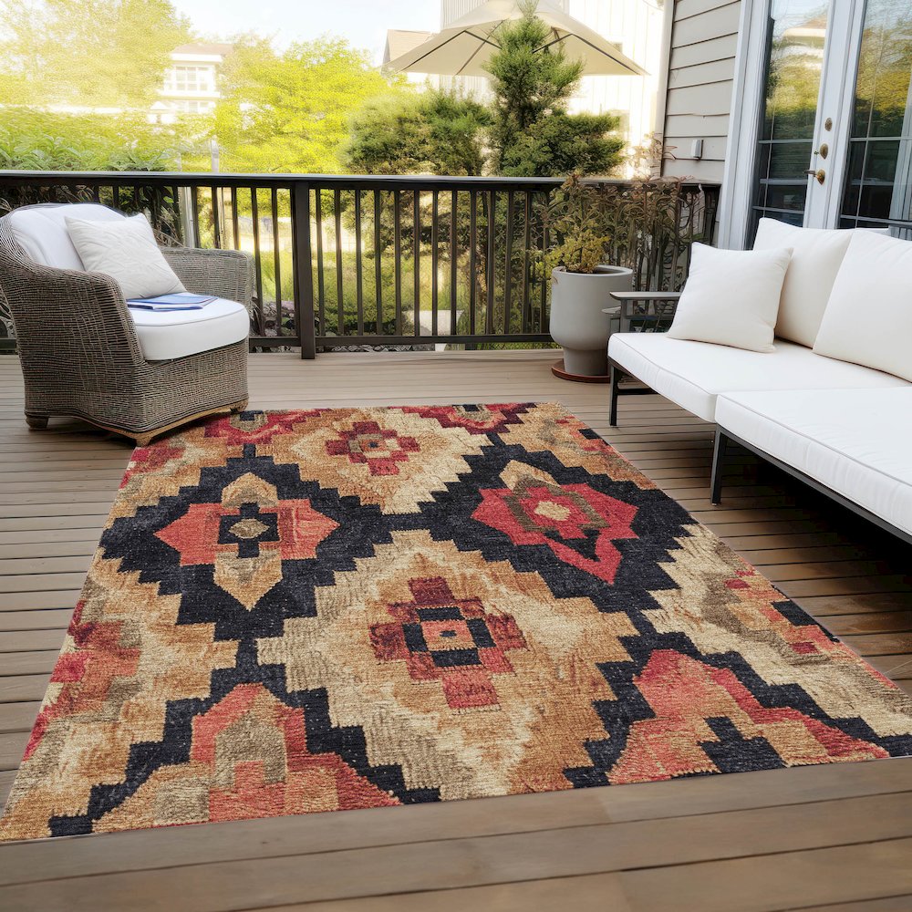 Machine Washable Indoor/Outdoor Chantille Rust 3' x 5' Rug. Picture 8