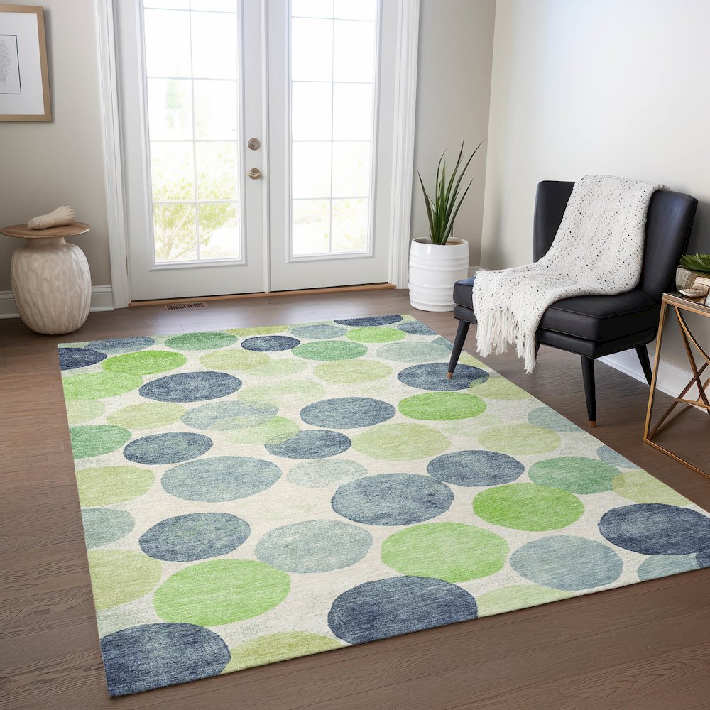 Machine Washable Indoor/Outdoor Chantille Navy 3' x 5' Rug. Picture 5