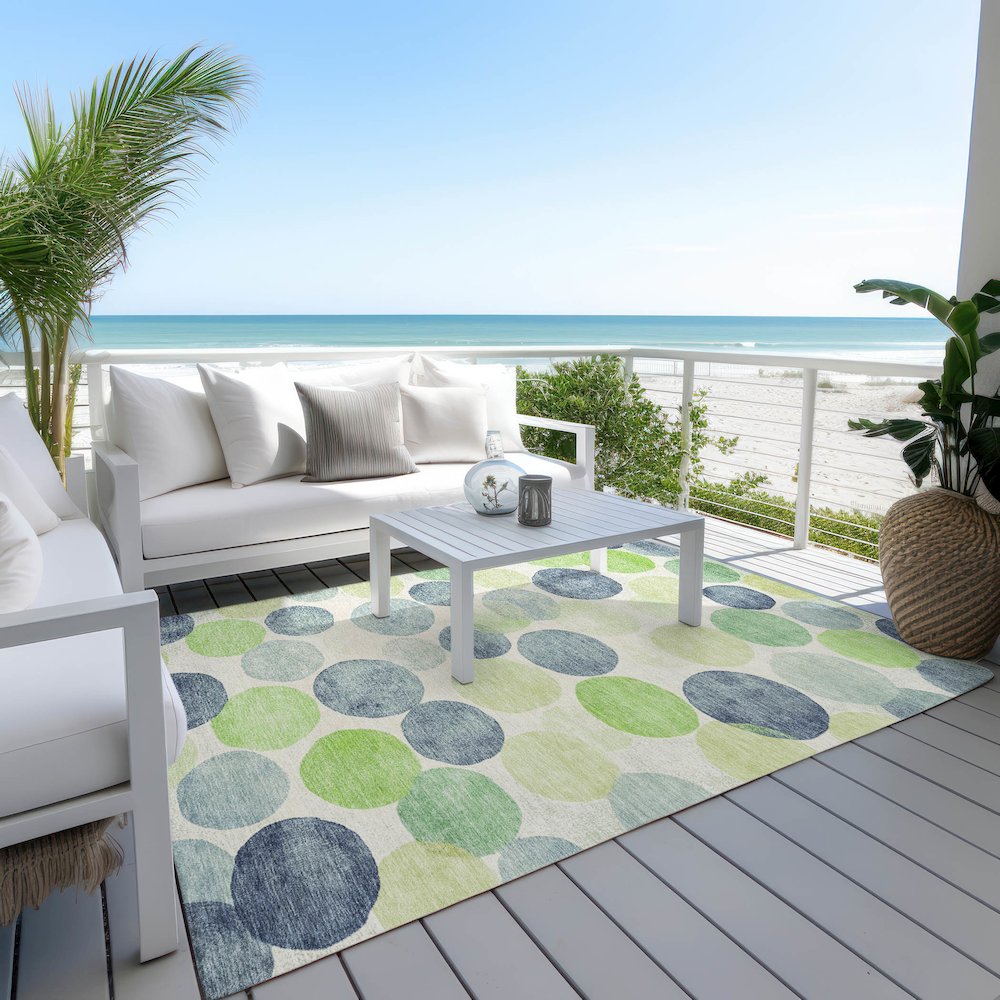 Machine Washable Indoor/Outdoor Chantille Navy 3' x 5' Rug. Picture 7