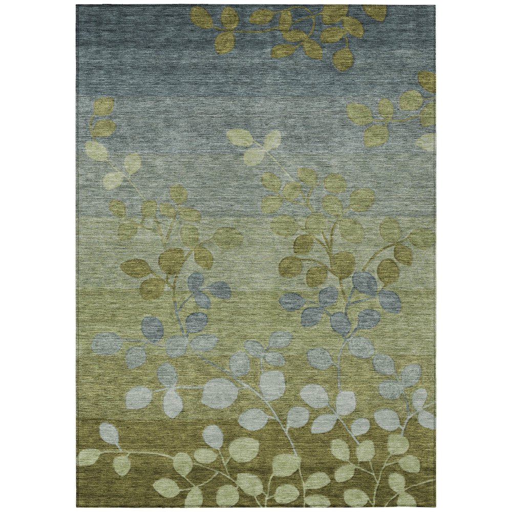 Machine Washable Indoor/Outdoor Chantille Olive 3' x 5' Rug. Picture 1