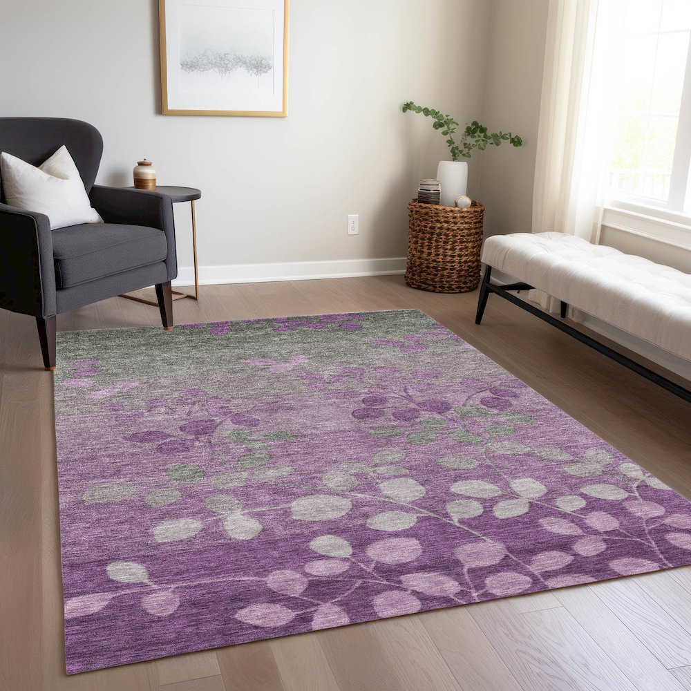 Machine Washable Indoor/Outdoor Chantille Purple 3' x 5' Rug. Picture 6