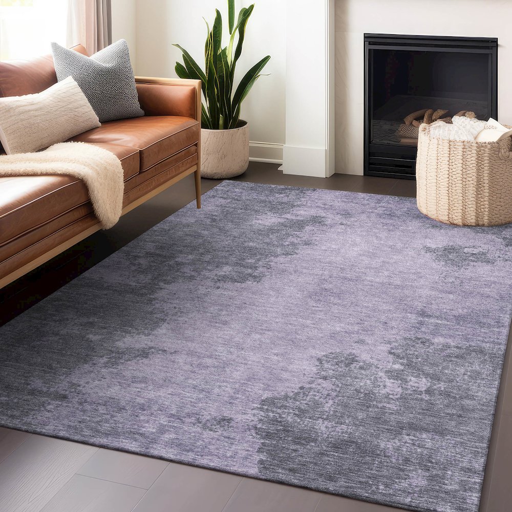 Machine Washable Indoor/Outdoor Chantille Purple 3' x 5' Rug. Picture 5