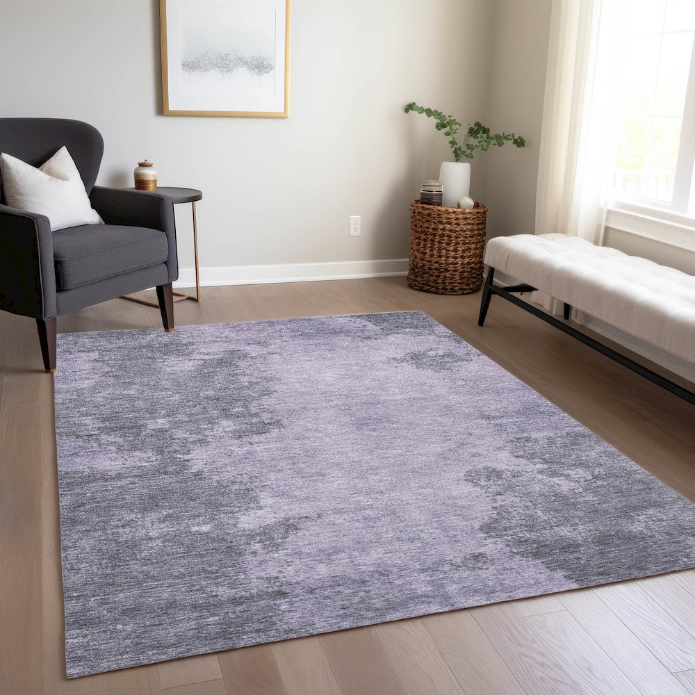 Machine Washable Indoor/Outdoor Chantille Purple 3' x 5' Rug. Picture 6
