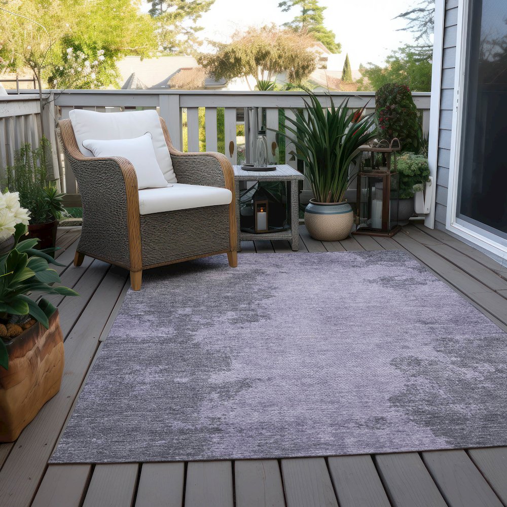 Machine Washable Indoor/Outdoor Chantille Purple 3' x 5' Rug. Picture 7
