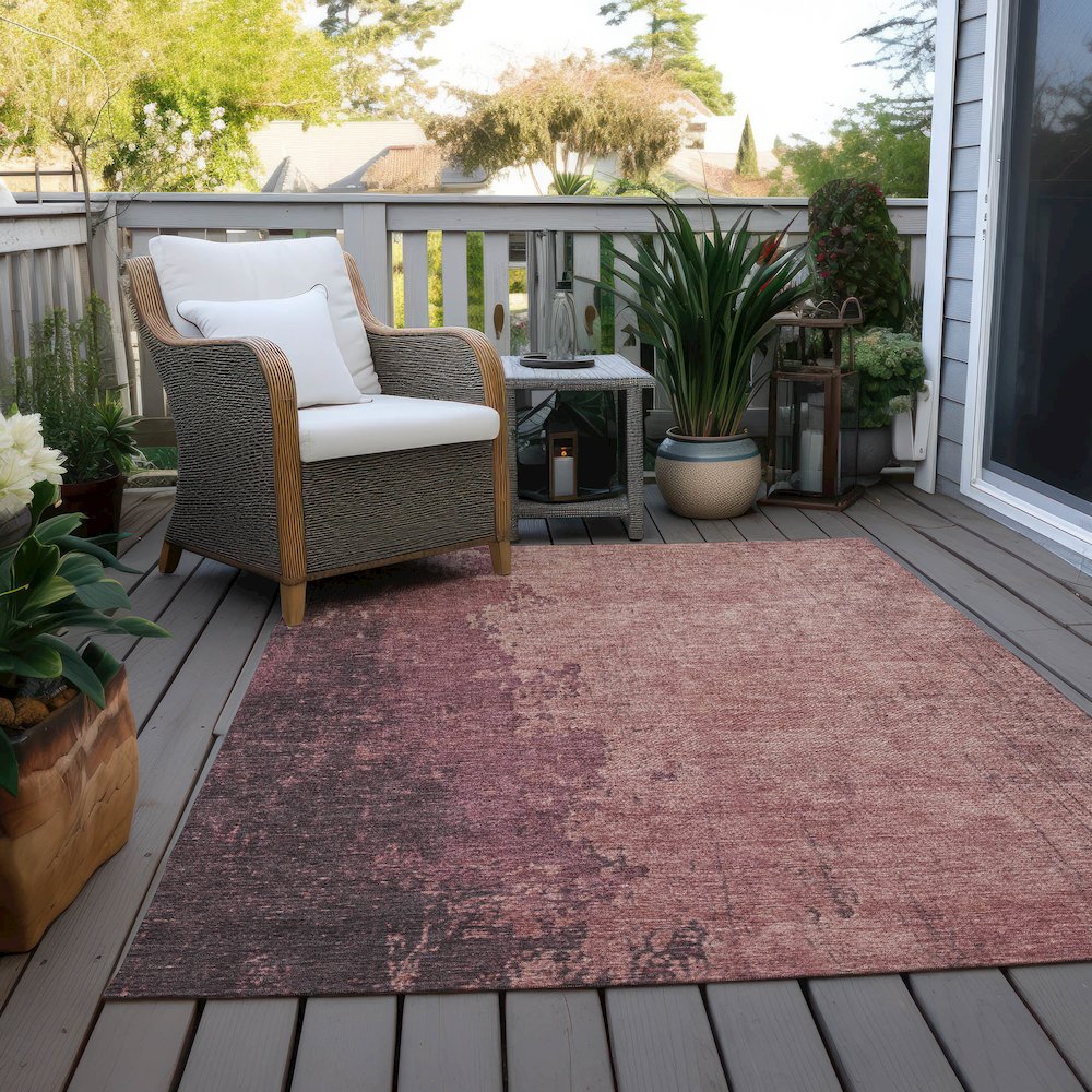 Machine Washable Indoor/Outdoor Chantille Coral 3' x 5' Rug. Picture 7