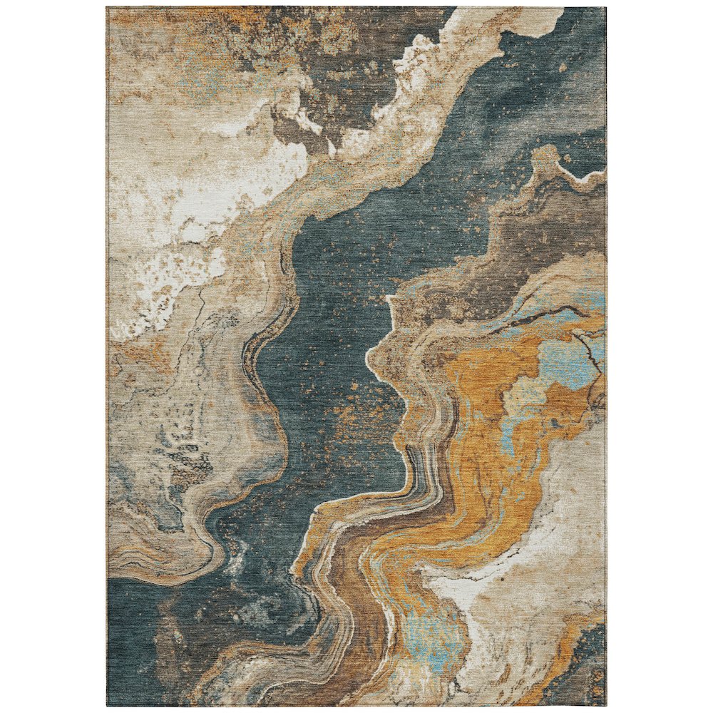 Machine Washable Indoor/Outdoor Chantille Wheat 3' x 5' Rug. Picture 1