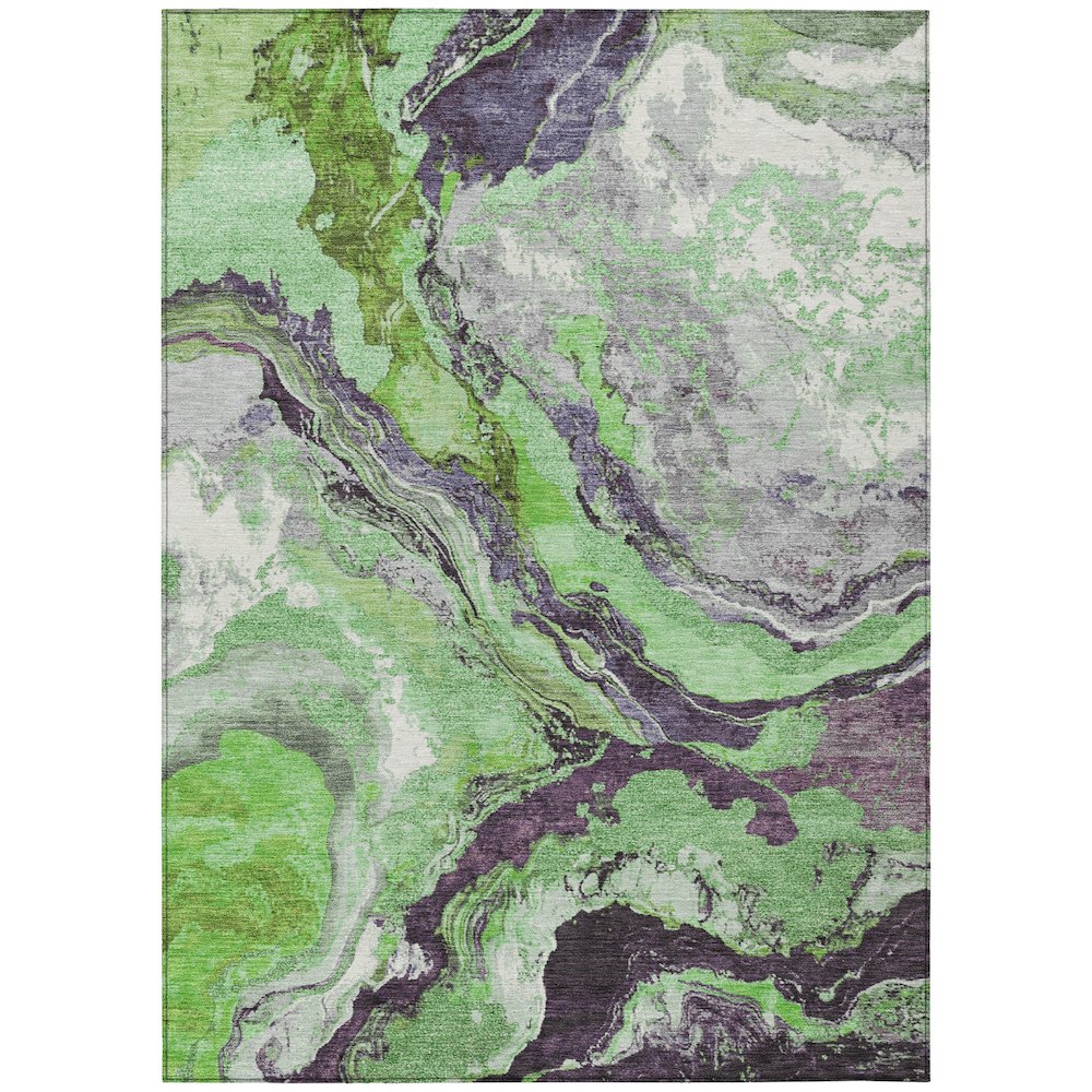 Machine Washable Indoor/Outdoor Chantille Green 3' x 5' Rug. Picture 1