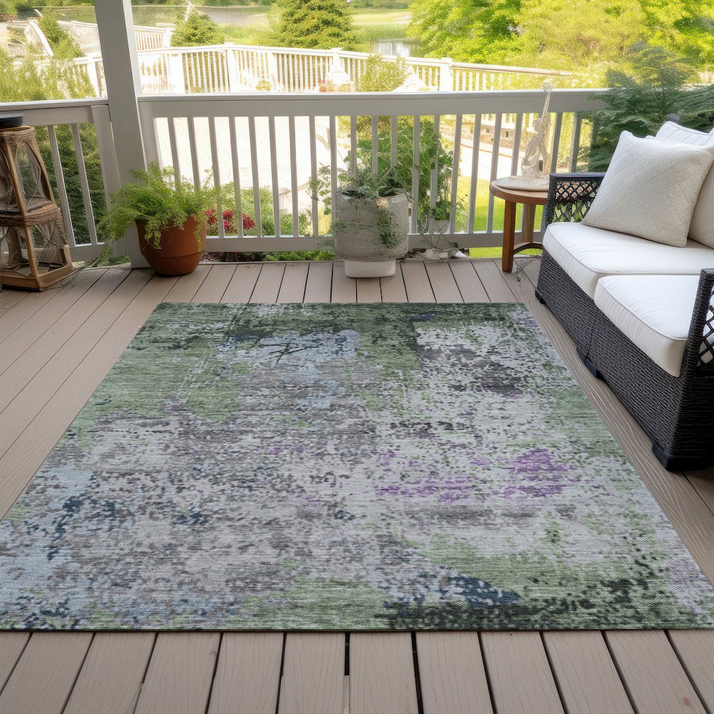 Machine Washable Indoor/Outdoor Chantille Fern 3' x 5' Rug. Picture 8