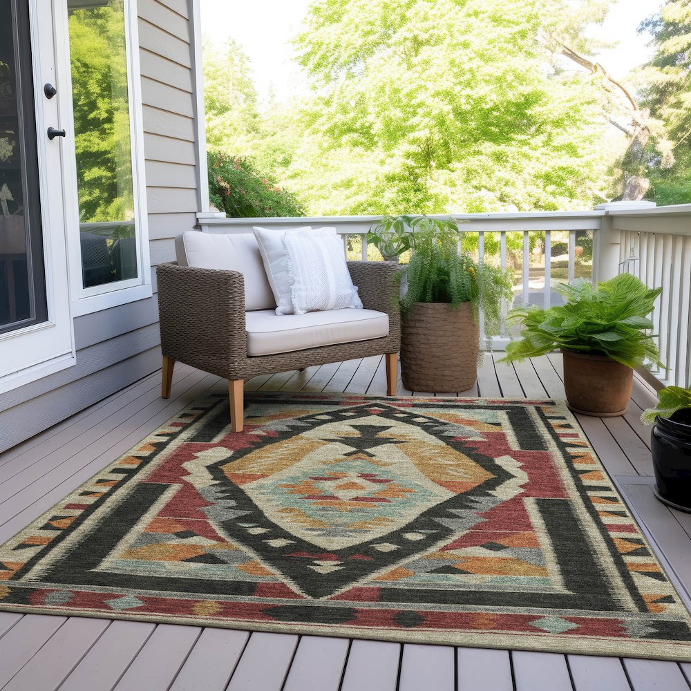 Machine Washable Indoor/Outdoor Chantille Red 3' x 5' Rug. Picture 8
