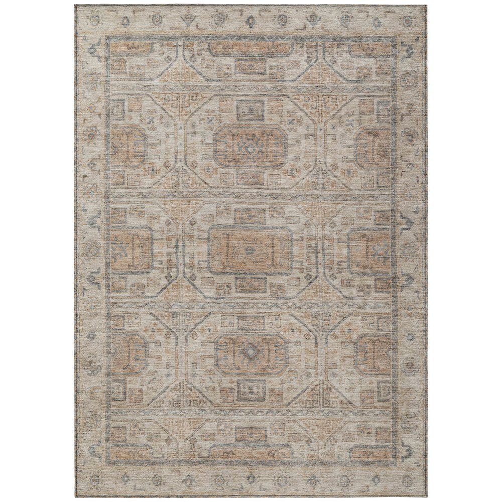 Machine Washable Indoor/Outdoor Chantille Beige 3' x 5' Rug. Picture 1