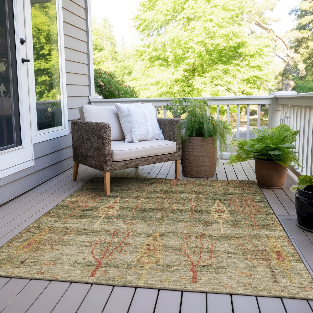 Machine Washable Indoor/Outdoor Chantille Aloe 3' x 5' Rug. Picture 8
