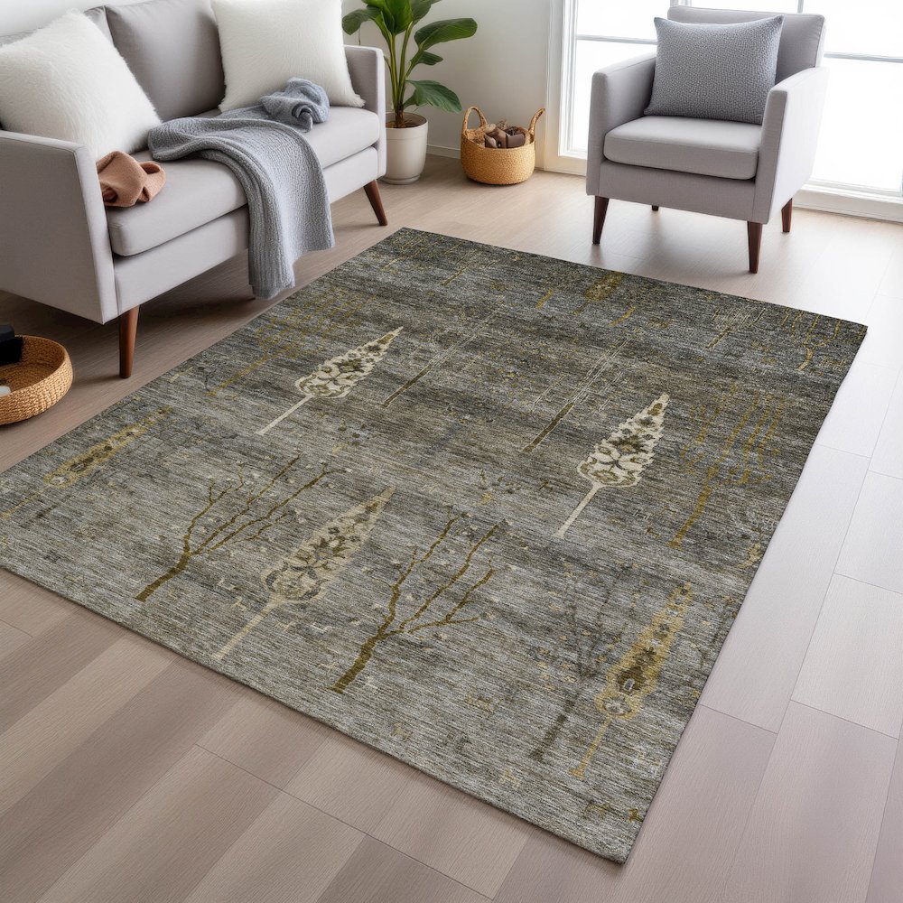 Machine Washable Indoor/Outdoor Chantille Pewter 3' x 5' Rug. Picture 5