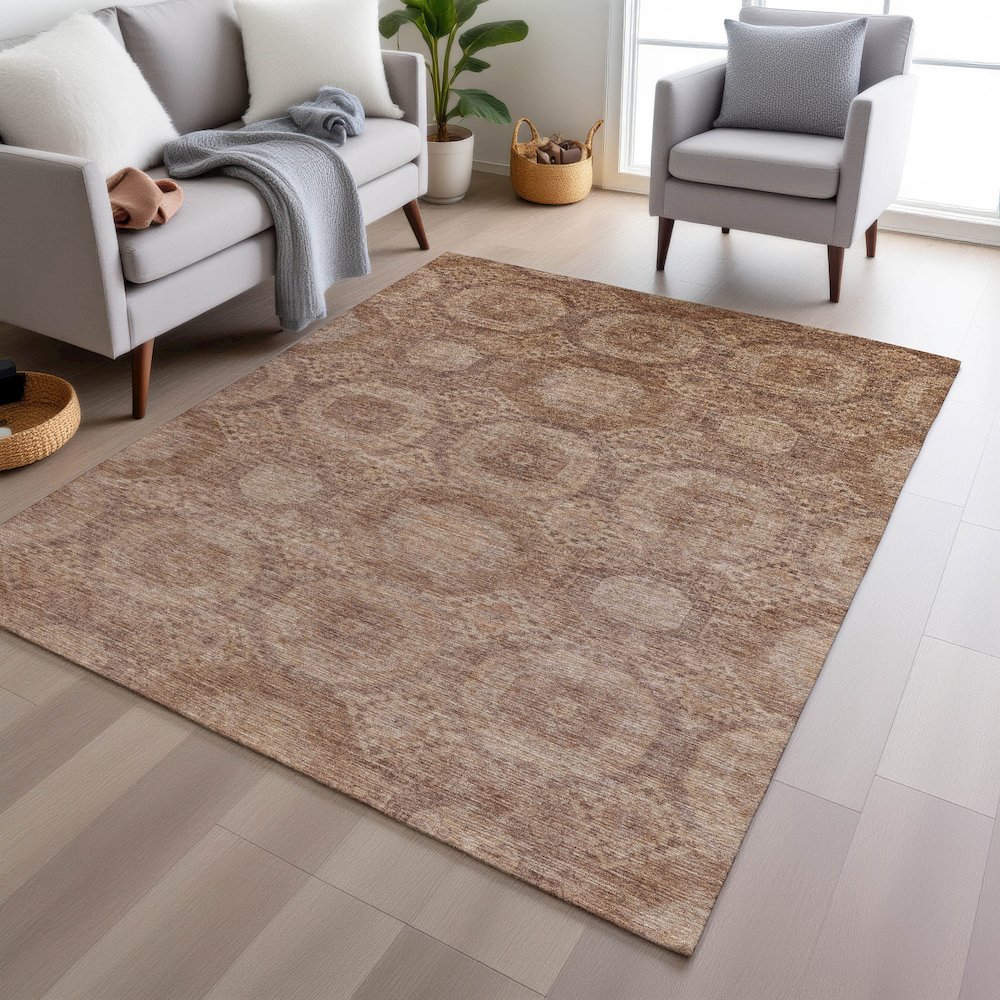 Machine Washable Indoor/Outdoor Chantille Copper 3' x 5' Rug. Picture 5