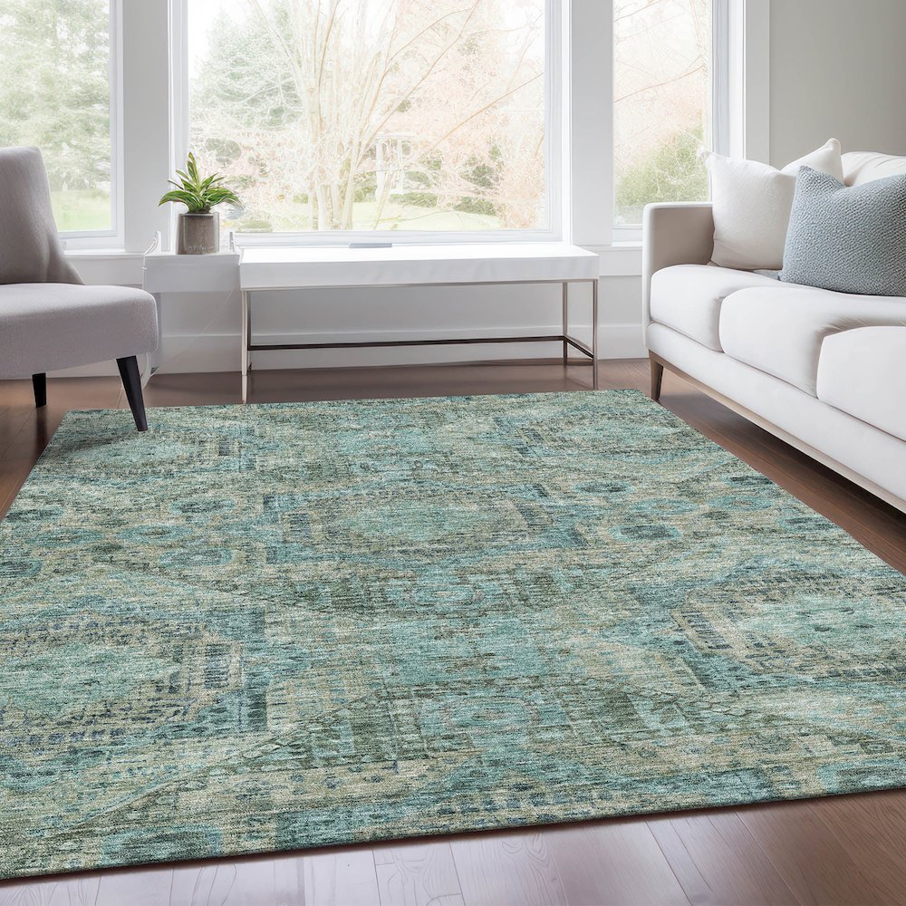 Machine Washable Indoor/Outdoor Chantille Sage 3' x 5' Rug. Picture 6