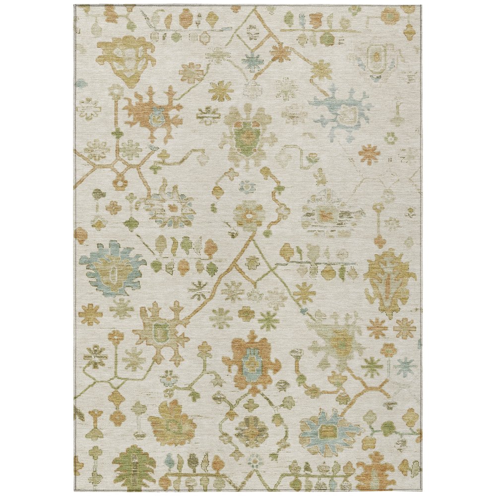 Machine Washable Indoor/Outdoor Chantille Ivory 3' x 5' Rug. Picture 1