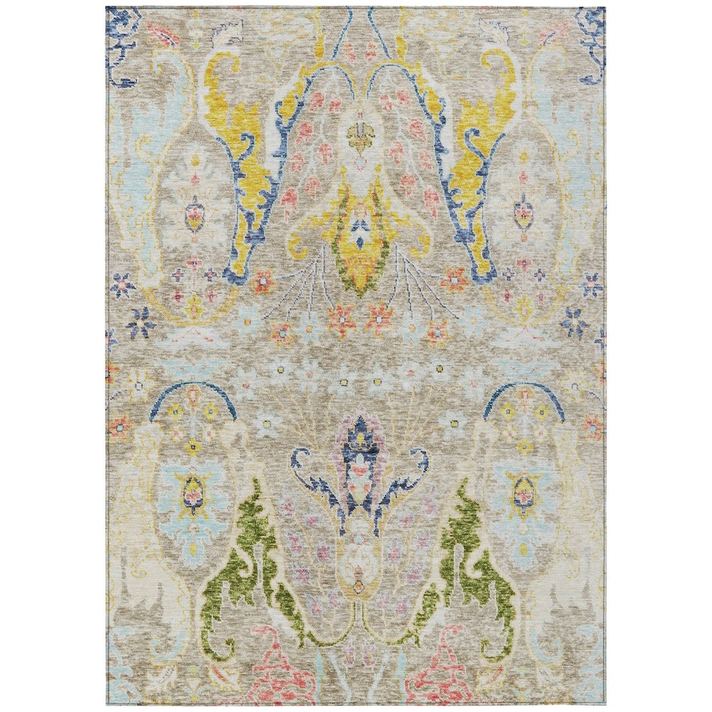 Machine Washable Indoor/Outdoor Chantille Beige 3' x 5' Rug. Picture 1