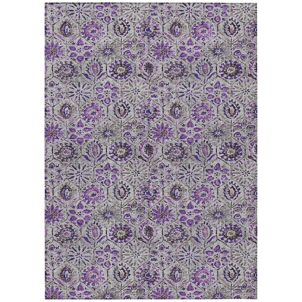 Machine Washable Indoor/Outdoor Chantille Purple 3' x 5' Rug. Picture 1
